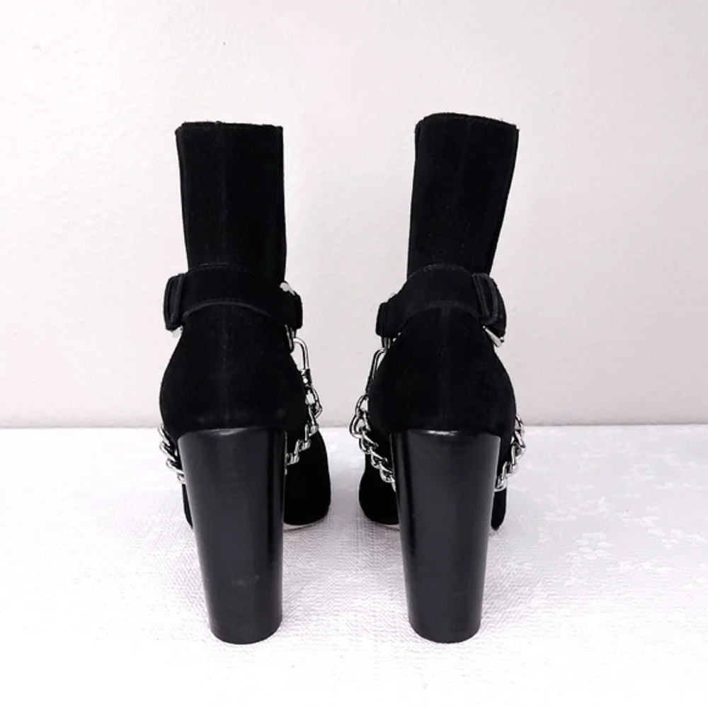 PAIGE London Chain Harness Heeled Ankle Booties - Picture 7 of 9